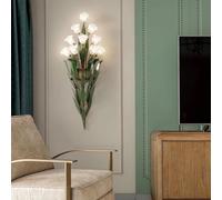 Stesulfr Vintage Flower Shaped wall sconce White Frosted Glass Shade Wall Light Elegant Bedside Wall Lamp Antique Nordic Style Wall Lighting Suitable for Living Room Entryway Bedroom Hallway(Clear)