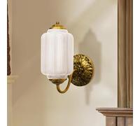 Stesulfr Vintage Mike Green Glass Wall Sconce Glass Shade Antique Brass Indoor Wall Light for Mirror Kitchen Living Room Gallery Vintage Milk Glass Bathroom Vanity Light