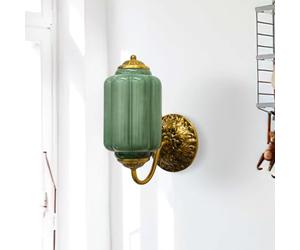 Stesulfr Vintage Mike Green Glass Wall Sconce Glass Shade Antique Brass Indoor Wall Light for Mirror Kitchen Living Room Gallery Vintage Milk Glass Bathroom Vanity Light