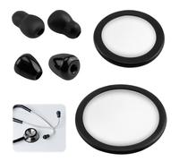 Stethoscope Bell Diaphragm Cover and Eartips for Littmann Adult Kids Stethoscope Silicone Diaphragm Replacement Spare Parts Kit Fits Classic III Cardiology III Cardiology IV, Black