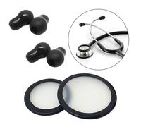 Stethoscope Bell Diaphragm Cover and Eartips Replacement Parts Compatible with Littmann Stethoscope Replacement Kit Fits Classic 3, Cardiology 3 & Cardiology 4 Stethoscope (black)