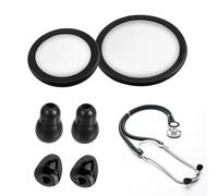 Stethoscope Bell Diaphragm Cover and Eartips Replacement Spare Parts for Littmann, Stethoscope Replacement Kit Fits Classic 3, Cardiology 3 & Cardiology 4 Stethoscopes (Black)