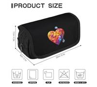 Stethoscope Colorful Heart Nurse Pencil Case Large Pencil Pouch Organizer Double Zip Pen Bag Pencil Bag for Office Supplies