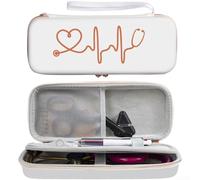 Stethoscope Hard Shell Carrying Case For General Brand With Spacious Interior Mesh Pocket Water Resistant Pu Eva Material Compact Lightweight Design For Nurse Ems Black(White)