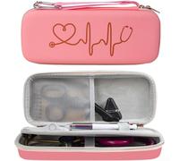 Stethoscope Hard Shell Carrying Case For General Brand With Spacious Interior Mesh Pocket Water Resistant Pu Eva Material Compact Lightweight Design For Nurse Ems Black(Pink)