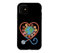 Stethoscope Heart Globe Multicultural Kids Design Case for iPhone 11