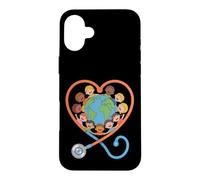 Stethoscope Heart Globe Multicultural Kids Design Case for iPhone 16 Plus