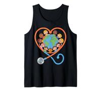 Stethoscope Heart Globe Multicultural Kids Design Tank Top