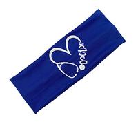 Stethoscope Heart Print Button Headband Slip Elastic Protect Ears Headwrap