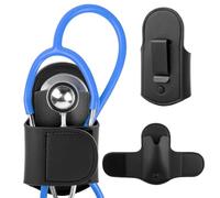 Stethoscope Holder Clip, Stethoscope Fixing Clip Portable PU Leather Holster for Physicians, Nurses(Black)