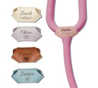 Stethoscope Name Tag Personalized, Stethoscope Charms Custom Name Tag Engraved Text Accessorie, Gift for Nurses Week, Medical Students, Doctors, Vet, Professional Assistant (Name Tag - Leather)