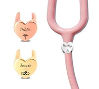 Stethoscope Name Tag Personalized, Stethoscope Charms Custom Name Tag Engraved Text Accessorie, Gift for Nurses Week, Medical Students, Doctors, Vet, Professional Assistant (Stethoscope Tag-Heart)