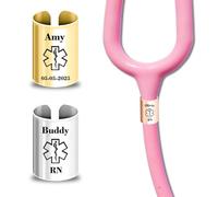 Stethoscope Name Tag Personalized, Stethoscope Charms Custom Name Tag Engraved Text Accessorie, Gift for Nurses Week, Medical Students, Doctors, Vet, Professional Assistant (Name Tag - Steel Pipe)