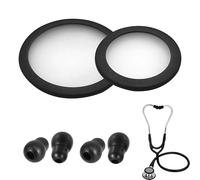 Stethoscope Replacement Stethoscope Bell Diaphragm Cover and Eartips Replacement Parts Compatible with Littmann Kit Fits Classic 3,Silicone Stethoscope Ear Tips Accessories for Stethoscope(black)