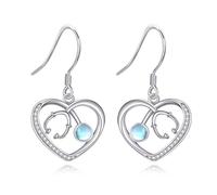 Stethoskop Earrings 925 Sterling Silver Nurse Stethoskop Moonstone Heart Shape Dangle Drop Earrings Graduation Nursing Medical Jewellery Gifts for Women Girls Nurse Doctor Physician Assistant