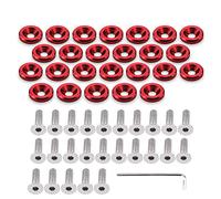 STETION 25 Pcs Fender Bumper Washer Bolt 6061 T6 Grade M6x20mm CNC Finishing Washer Engine Bay Dress Up Fastener Kit (Red)