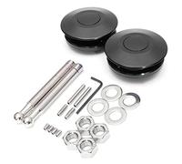 STETION RVCAZON Quick Latch Hood Pins Universal 2 Pack 2.44" Diameter Quick Release Latch Push Button Quick Release Hood Bonnet Pins Lock Clip Kit (2 Pack-Black)