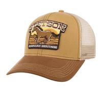 Stetson American Heritage Trucker Cap 6 Panel Snapback Horse Motif Cotton Men Summer Winter Brown