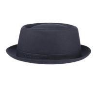 Stetson Athens Women's/Men's Cotton Pork Pie hat - Cotton hat - Made in Italy - Summer/Winter - Men's hat with Lining - Porkpie Navy 57 cm