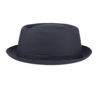 Stetson Athens Women's/Men's Cotton Pork Pie hat - Cotton hat - Made in Italy - Summer/Winter - Men's hat with Lining - Porkpie Navy 54 cm