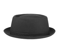 Stetson Athens Women's/Men's Cotton Pork Pie hat - Cotton hat - Made in Italy - Summer/Winter - Men's hat with Lining - Porkpie Black 54 cm