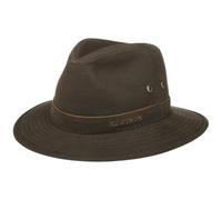 Stetson Avasun Waxed Cotton Traveller for Ladies/Men - Hiking hat with UV Protection 40+ - Sun hat - Water Repellent - Waxed Cotton hat - Rain hat for Summer/Winter Dark Brown L (58-59 cm)
