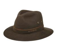 Stetson Avasun Waxed Cotton Traveller for Ladies/Men - Hiking hat with UV Protection 40+ - Sun hat - Water Repellent - Waxed Cotton hat - Rain hat for Summer/Winter Dark Brown XL (60-61 cm)