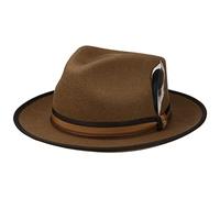 Stetson Baileyville Fedora Hat Wool Felt Outdoor Packable Player Multicolored Band Feather Unisex Autumn Winter Brown M (56-57 cm)