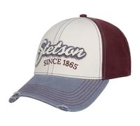 Stetson Tricolour Vintage Distressed Cap Women/Men - Curved Brim Baseball Metal Buckle, with Peak Winter Autumn Spring Summer Summer-Winter - One Size Cream White