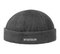 Stetson Old Cotton Winter Docker Cap for Men - Men's Water-Shedding Cap - Lined Cap (Fleece) - Fall/Winter Fisherman's hat Black XL (60-61 cm)