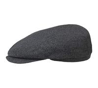 Stetson Belfast Silk Visor Cap Men - Flat Cap Made in EU - Sun Protection 40+ - Herringbone Pattern Ivy Hat Spring/Summer Grey-Black 60 cm