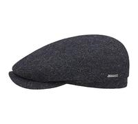 Stetson Belfast Wool Flat Cap Peaked Herringbone Men Fall Winter Black-Blue