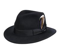 Stetson Bradner Traveller Hat Felt Cashmere Wool Ribbon Feather Outdoor Narrow Brim Men Autumn Winter Navy XL (60-61 cm)