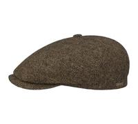 Stetson Brooklin Classic Herringbone Flatcap Schirmmütze 100% Wool Multicolored Pattern Men Autumn Winter Brown-Beige 60 cm