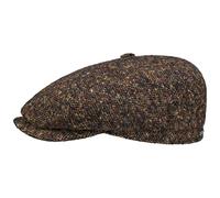 Stetson Brooklin Donegal Flat Cap Men Made in Europe Wool Six-Panel Cotton Lining Fall Winter Brown-Blue