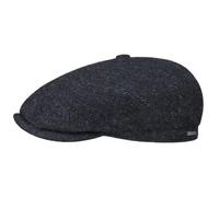 Stetson Brooklin Herringbone Flat Cap 100% Wool Classic Outdoor Men Autumn Winter Black-Blue