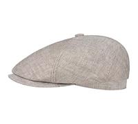 Stetson Brooklin Linen Flat Cap Women/Men - Made in The EU flax summer herringbone with peak, lining Spring-Summer - XL (60-61 cm) beige
