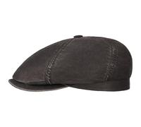 Stetson Brooklin Mens Old Cotton Flat Cap - Driver Cap with pre-Distressed Look - Cap with Factor 40 UV Protection - Cotton Peaked Cap - Spring/Summer Flat Cap Black M (56-57 cm)