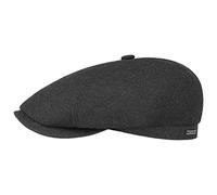 Stetson Brooklin Wool Cashmere Flat Cap for Men - Made in The EU - Cap with Cotton Lining - Solid-Color Peaked Cap - Flat Cap with New Wool and Cashmere - Fall/Winter Anthracite 63 cm