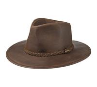 Stetson Buffalo Leather Western Hat Cowboy Water-Repellent Leather Rodeo Hat Men Women Summer Winter Dark Brown