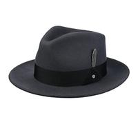 Stetson Burdock Fedora Hat Classic Bogart Style 100% Wool Felt Packable Unisex Autumn Winter Dark Grey L (58-59 cm)