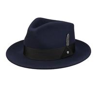 Stetson Burdock Fedora Hat Classic Bogart Style 100% Wool Felt Packable Unisex Autumn Winter Navy XXL (62-63 cm)