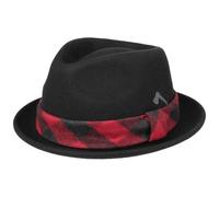 Stetson Check Band Player Wool Hat Men - Trilby Porkpie Felt with Lining Winter Autumn-Winter - L (58-59 cm) Black