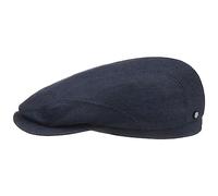 Stetson Chester Flatcap Made in Germany Wool Silk Cashmere UV Protection Houndstooth Men's Autumn Winter Navy 58 cm