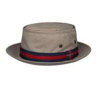 Stetson Classic Band Pork Pie Cloth Hat Men - Cotton Sun with Grosgrain Band, Summer Spring-Summer - M (56-57 cm) Beige