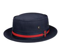 Stetson Classic Band Pork Pie Cloth Hat Men - Cotton Sun with Grosgrain Band, Summer Spring-Summer - S (54-55 cm) Navy