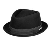 Stetson Classic Pork Pie Wool Hat Diamond Crown Packable Outdoor Travel Hat 100% Sheep Wool Men Summer Winter Black M (56-57 cm)