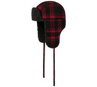 Stetson Country Check Lapeer Aviator Cap Wool Earflaps Plaid Faux Fur Unisex Winter Autumn Black-red L (58-59 cm)