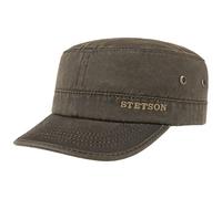 Stetson Datto Men's Army Cap - Water-Repellent Cotton Cap - Summer/Winter - Army Cap with UV 40+ Sun Protection - Washed Leather Look (Oilskin) - Urban Cap Brown S (54-55 cm)