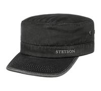 Stetson Datto Winter Army Cap for Men - Cotton Military Cap - UV Protection (40+) - Water-Shedding Material - Lined - Fall/Winter Black M (56-57 cm)